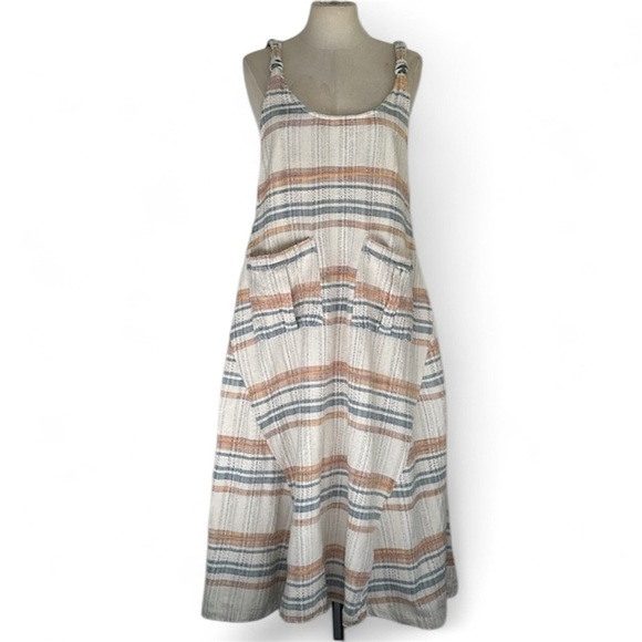Free People Dresses & Skirts - Free People Harper Striped Linen Dress sz XS Natural Combo
